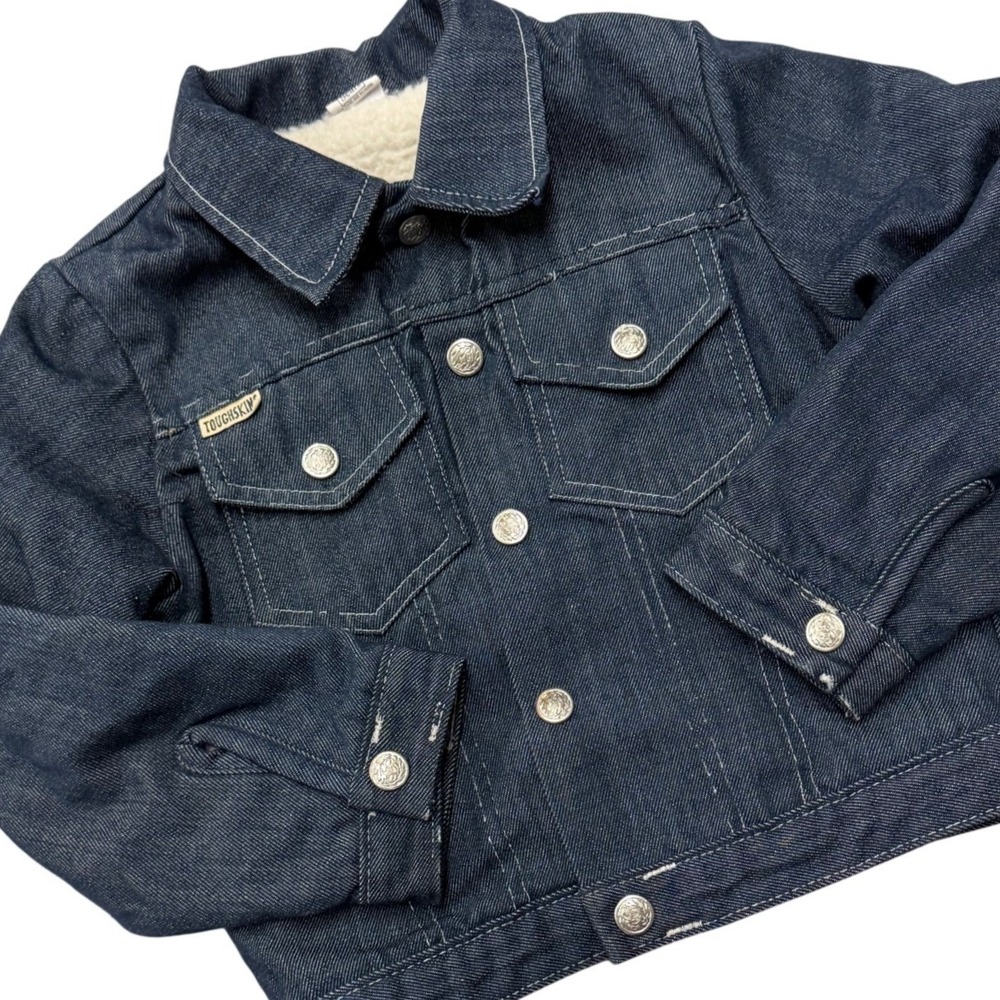 Vintage Kids 6 Size 6X Unisex Toughskins Sears Denim‎ Sherpa  Trucker Jacket